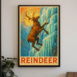 Reindeer Climbing Adventure Fantasy or Mythology Poster