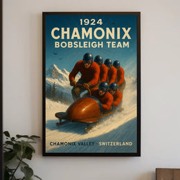 1924 Chamonix Bobsleigh Team Poster