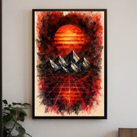 Vivid Retro-Futuristic Surreal Landscape Futuristic Sci-Fi Poster