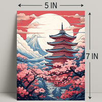 Tranquil Pagoda In Cherry Blossom Poster