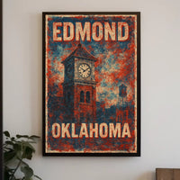 Edmond Oklahoma Cityscape Vintage Travel Souvenir Poster