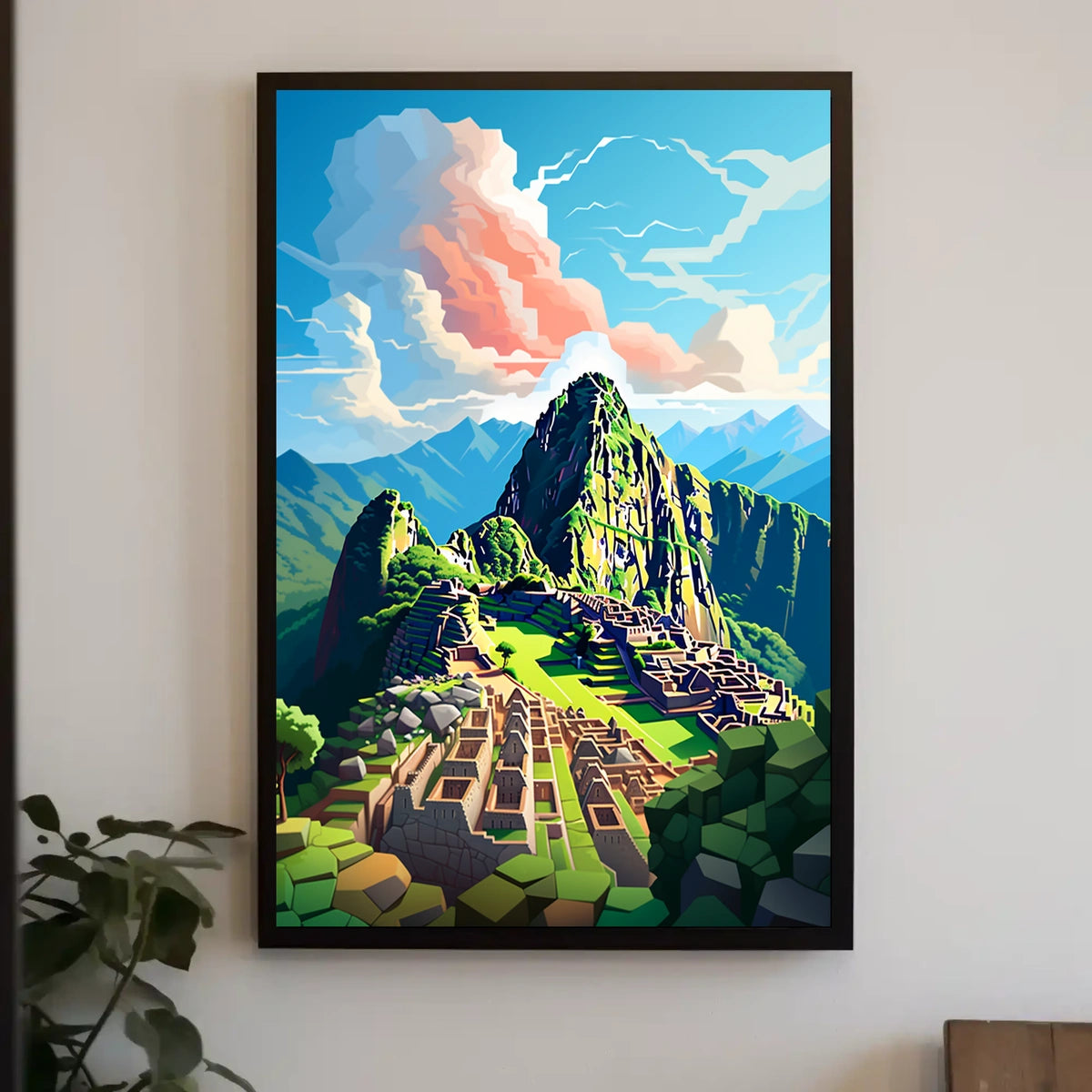 Machu Picchu Majesty: Geometric Travel Poster