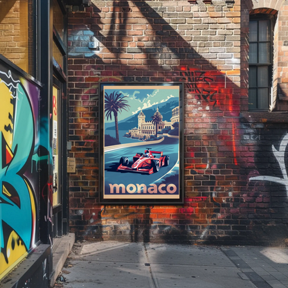 Monaco Formula One Racing Heritage Travel Poster