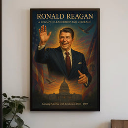 Reagan Era Leadership Vintage Patriotic Poster Art