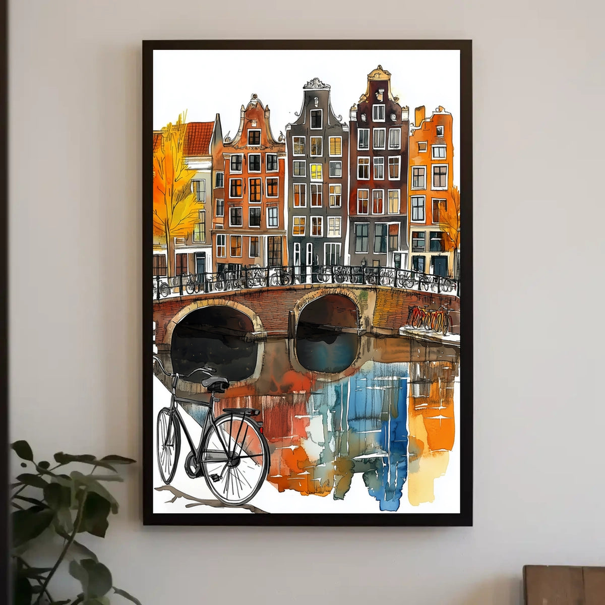 Netherlands Amsterdam Canal and Colorful Houses Poster