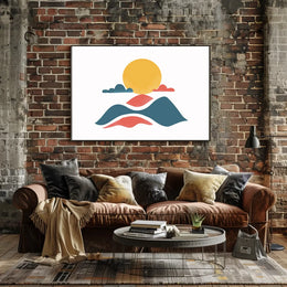 Minimalist Abstract Sun and Landscape Art Poster