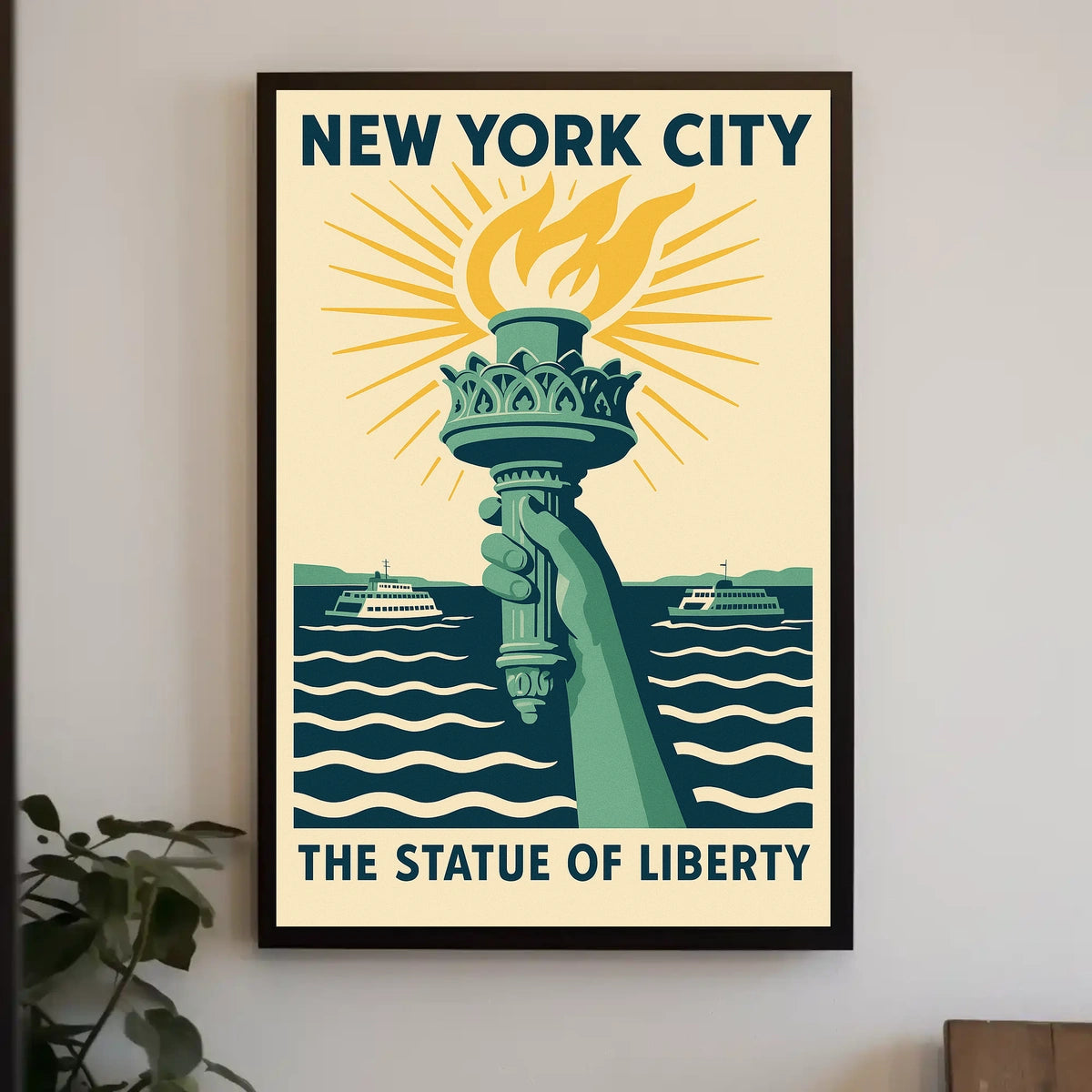 Statue Of Liberty NYC Icon Travel Poster Vintage Wall Art