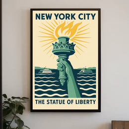 Statue Of Liberty NYC Icon Travel Poster Vintage Wall Art