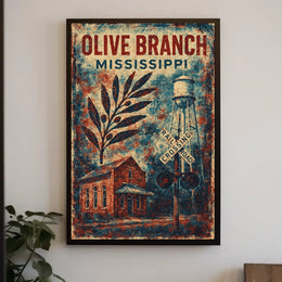 Olive Branch Mississippi Wanderlust Minimalist Poster