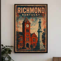 Richmond Kentucky Clock Tower Cultural Heritage Vintage Americana Nostalgic Townscape Poster