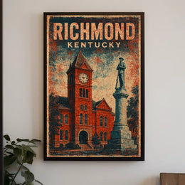 Richmond Kentucky Clock Tower Cultural Heritage Vintage Americana Nostalgic Townscape Poster