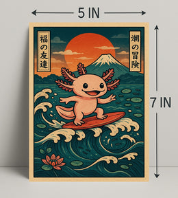 Surfing Axolotl Adventure Poster PosterGoat