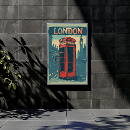 London Vintage Travel Poster - Phone Booth