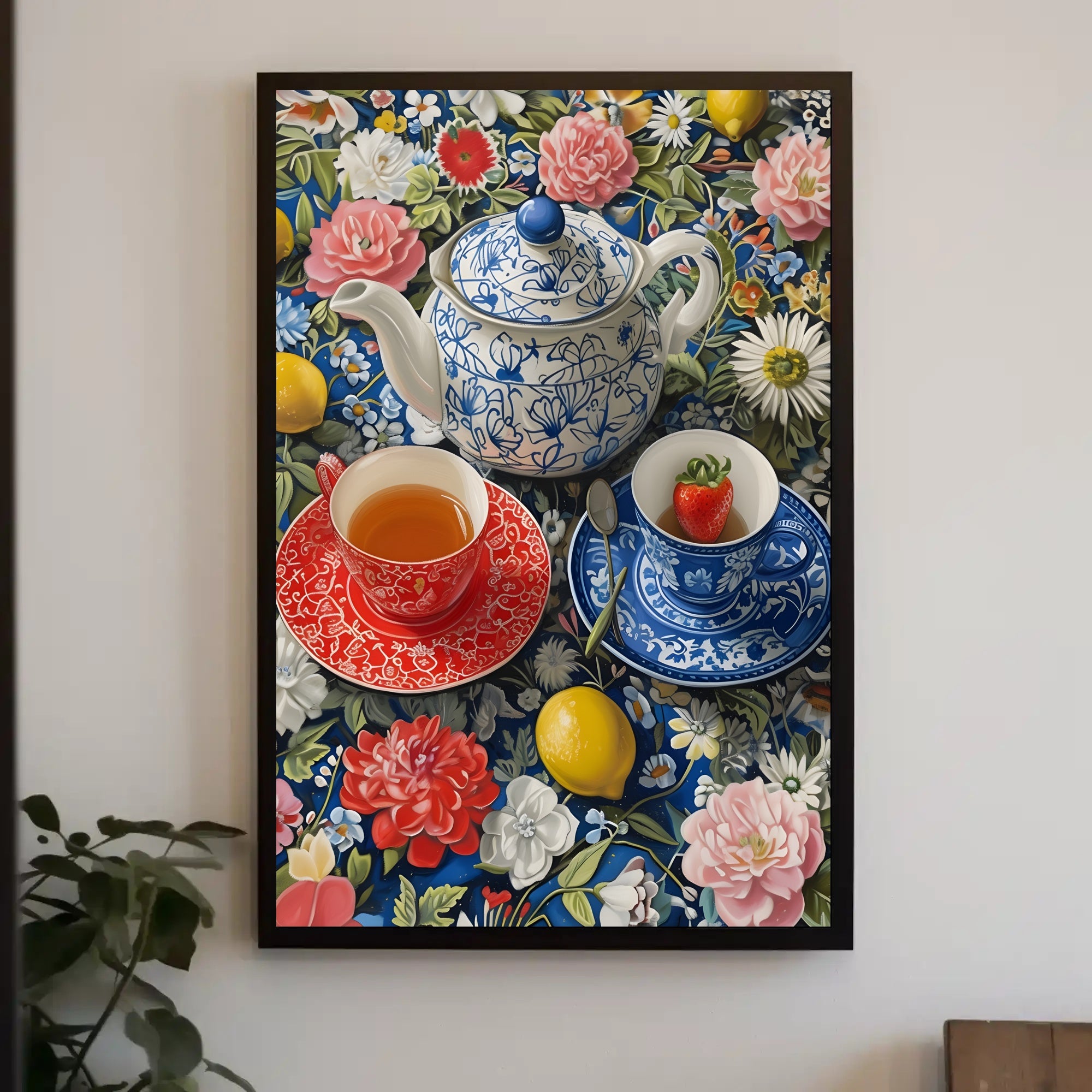 Vibrant Tea Scene Artistic Poster PosterGoat