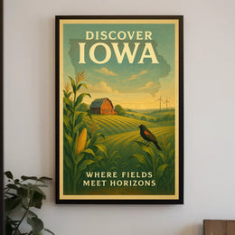 Iowa's Scenic Beauty Illustrated Travel Poster
