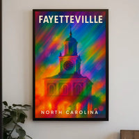 Fayetteville North Carolina Scenic Travel Art Realism Digital Painting Vibrant Heritage Souvenir Wall Decor Poster