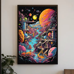 Futuristic Space Exploration with Retro Sci-Fi Poster