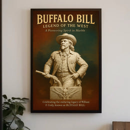 Buffalo Bill Marble Statue Poster Vintage Wall Art