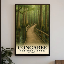 Congaree Boardwalk Poster Vintage Travel Wall Art