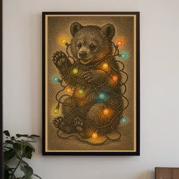Festive Bear Cub Poster