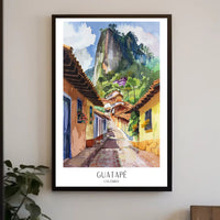 Guatapé Village Watercolor Travel Poster PosterGoat