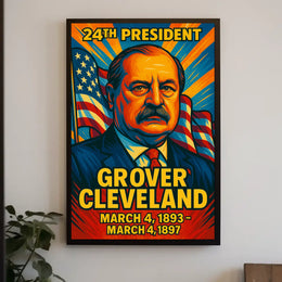 Grover Cleveland 24th President of the United States Colorful Comic Book Style Poster