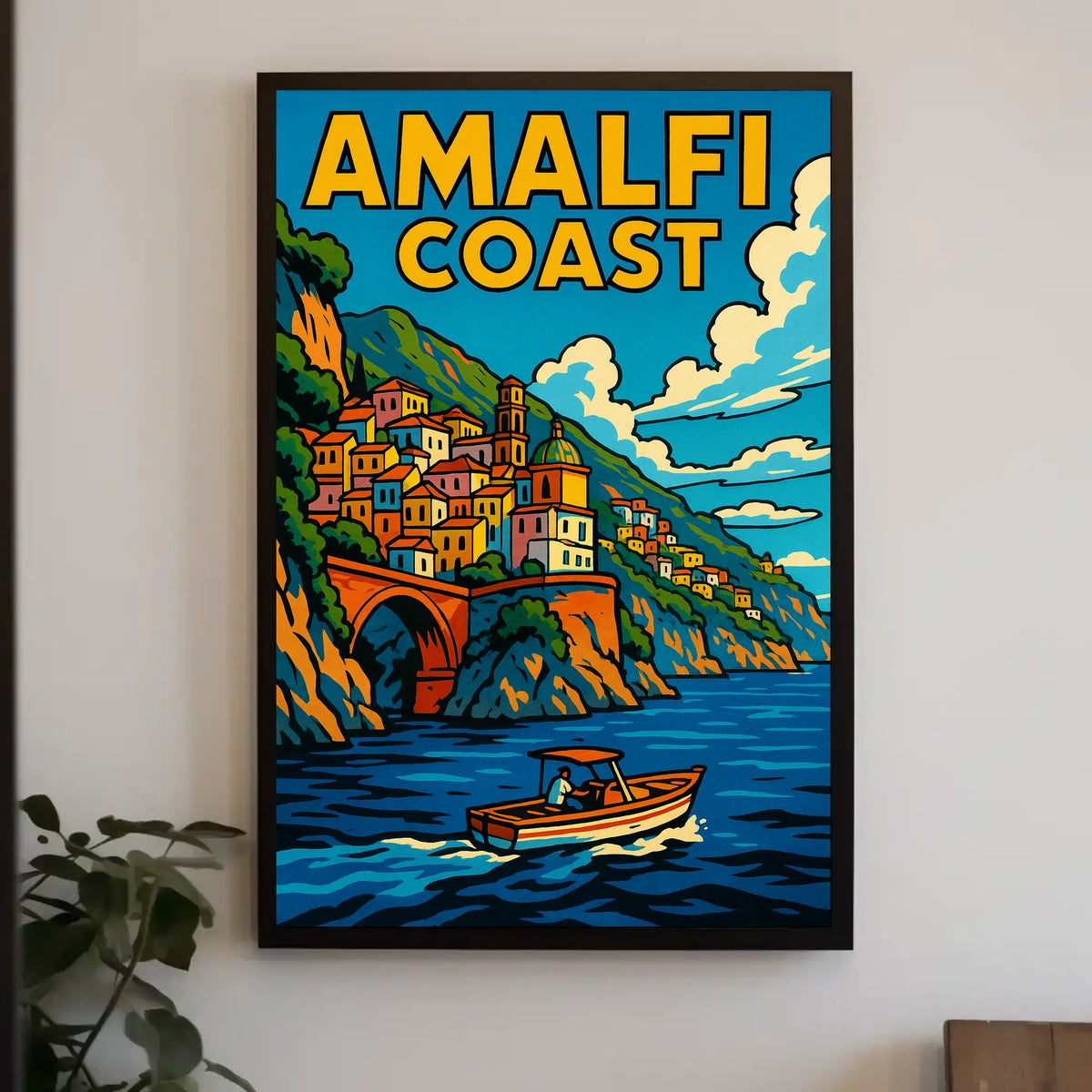 Amalfi Coast Poster Wall Art Scenic Italian Seaside Print