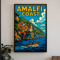 Amalfi Coast Poster Wall Art Scenic Italian Seaside Print