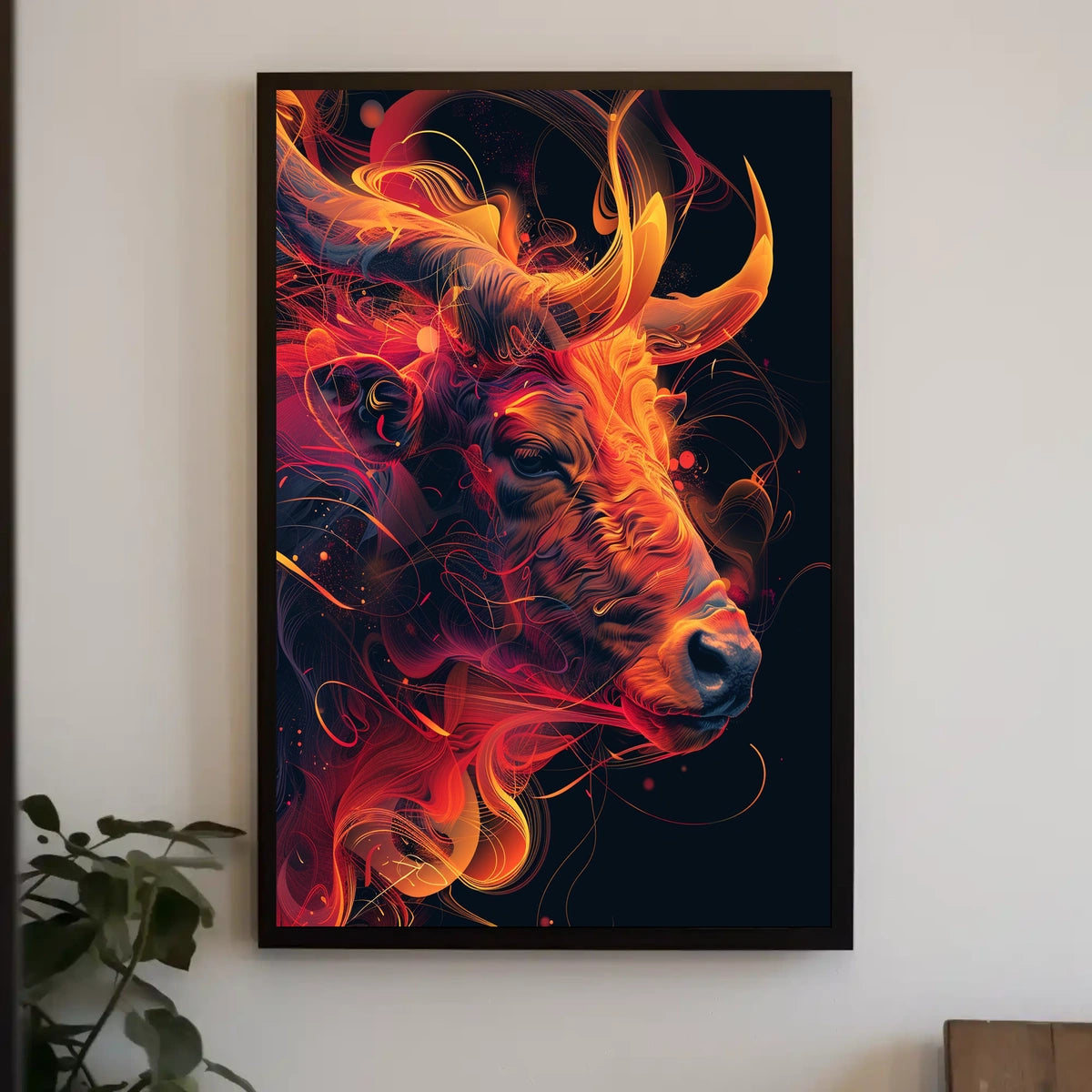 Fiery Bull Abstraction Abstract Poster