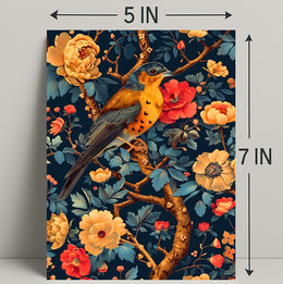 Bird and Flower Botanical Art Print - Animal Poster