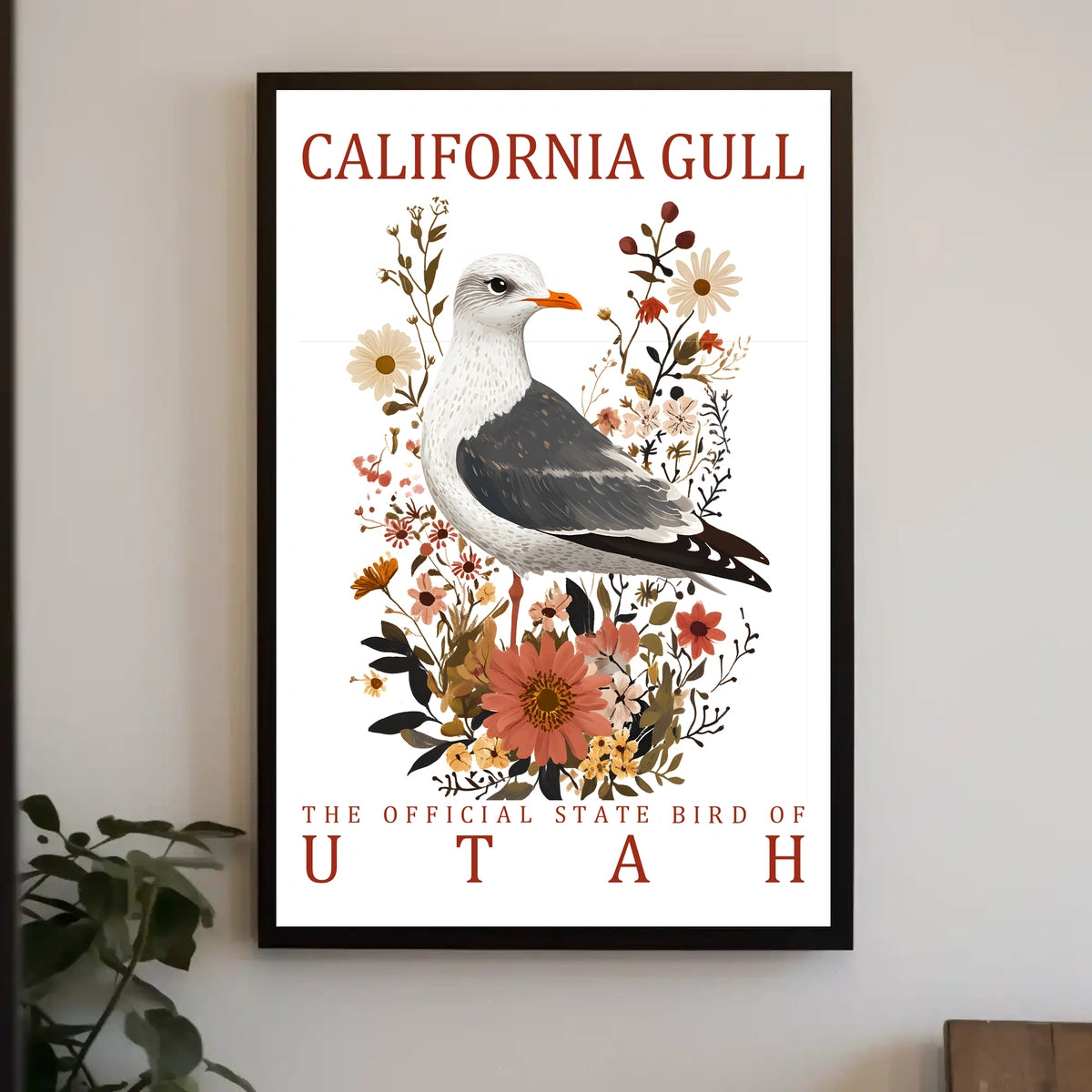 California Gull Utah State Bird Nature Poster