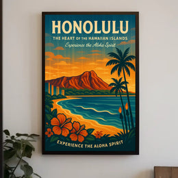 Honolulu Aloha Spirit Vintage Travel Poster Art