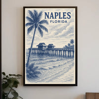 Naples Florida Poster Coastal Wall Art 18x24 Inches