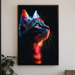 Neon Cat Portrait Poster