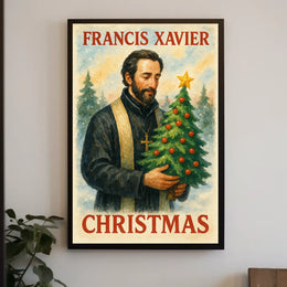 Francis Xavier's Festive Scene with Evergreen Trees - Historical or Presidential Poster