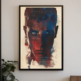 Menacing Creature in Fiery Dystopian Landscape Poster PosterGoat