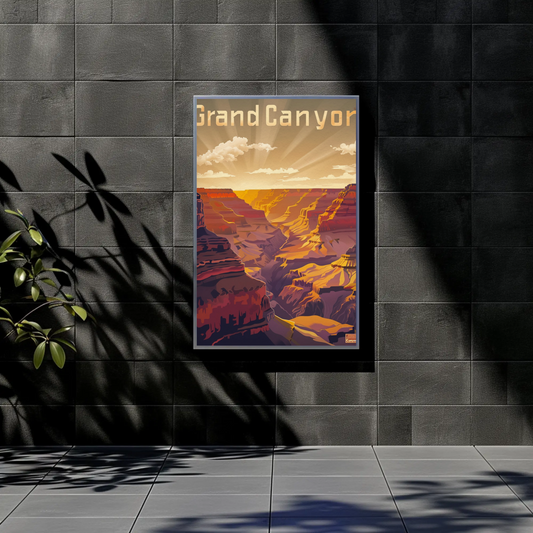 Grand Canyon National Park Sunset Vintage Travel Poster