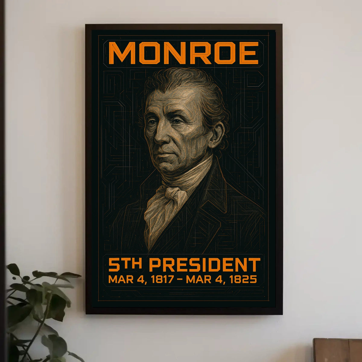 James Monroe 5th President of the United States Techno Schematic Poster