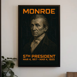 James Monroe 5th President of the United States Techno Schematic Poster