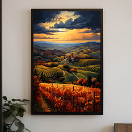 Vibrant Tuscan Countryside Landscape Artistic Poster