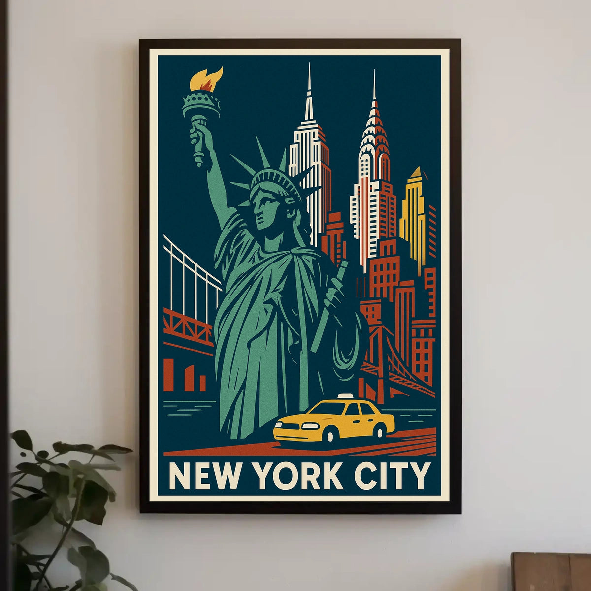 New York City Poster Vintage Travel Art Deco Wall Art