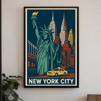 New York City Poster Vintage Travel Art Deco Wall Art