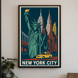 New York City Poster Vintage Travel Art Deco Wall Art