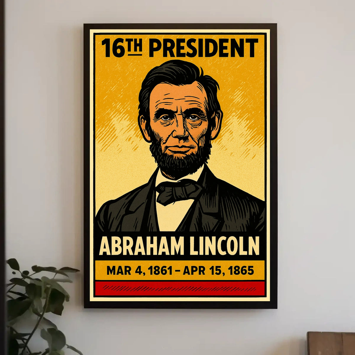 Abraham Lincoln 16th President of the United States Inked Comic Style Poster