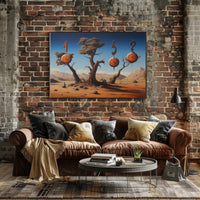 Surreal Desert Clockscape: Abstract or Artistic Poster