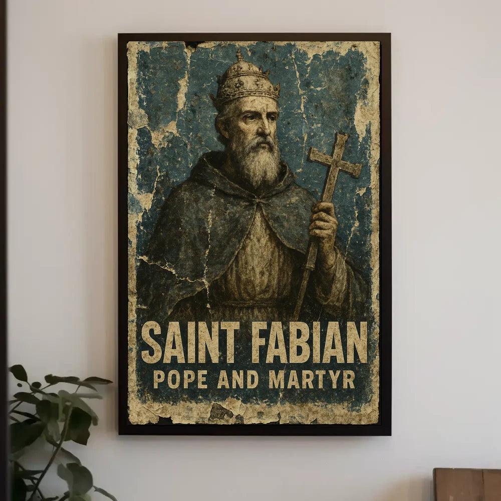 Saint Fabian Vintage Religious Art Poster - Cultural or Heritage Poster
