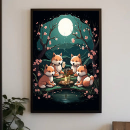 Moonlit Fox Gathering Poster