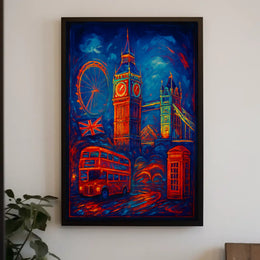 London Landmarks in Vibrant Colors Poster