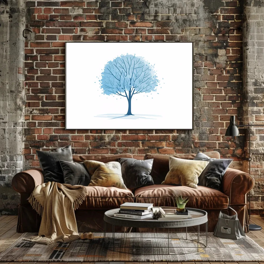 Tranquil Blue Tree Minimalist Art Print
