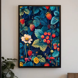 Botanical Strawberry Art Print: Abstract or Artistic Poster